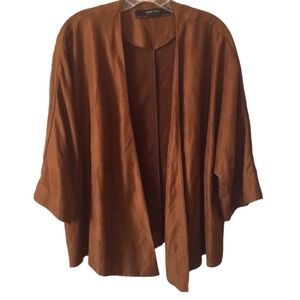 ZARA WATERFALL JACKET FAUX SUEDE CAMEL COLOR